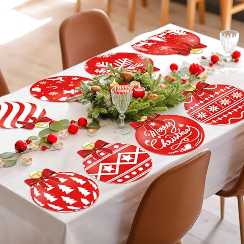 OBUSATT 100Pcs Disposable Christmas Ball Placemats - Holiday Table Decor