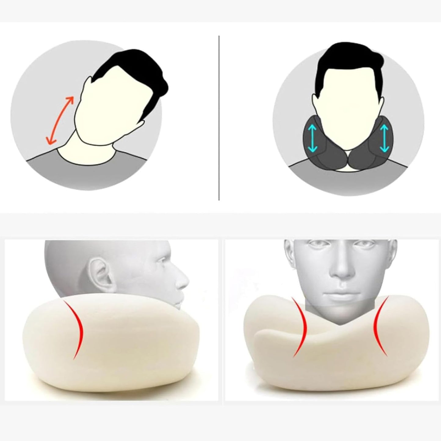 RURING Travel Pillows for Airplanes, Travel Neck Pillow Travel Pillow, Neck Pillow Airplane Memory Foam 360 Degree Support Stowable Pillows for Airplanes Offices and Cars 2PCS (Dark Gray)