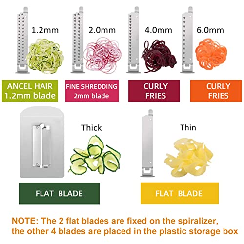 WellToBe 6-Blade Vegetable Spiralizer Spiral Slicer for Healthy Veggie Noodles