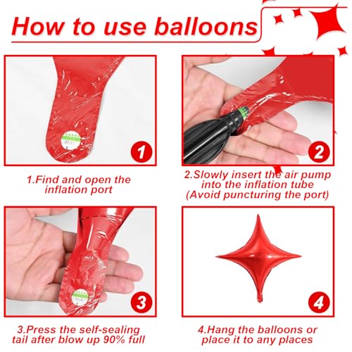 Red and Green Star Balloons Set - 14pcs Foil Balloons for Christmas & Birthday Decorations