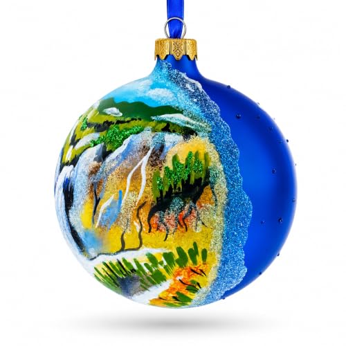BestPysanky Yellowstone National Park Glass Christmas Ornament 4 Inch