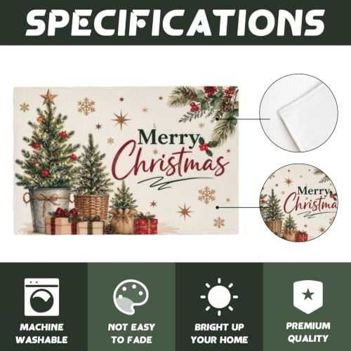 Merry Christmas Placemats 12x18 Inch Set of 4 | DTDO (Variation: Merry Christmas)