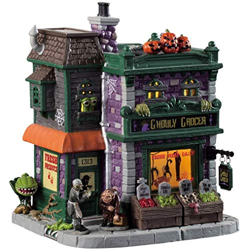 Lemax Ghouly Grocer Halloween Village Lighted Building - Spooky Town Scene