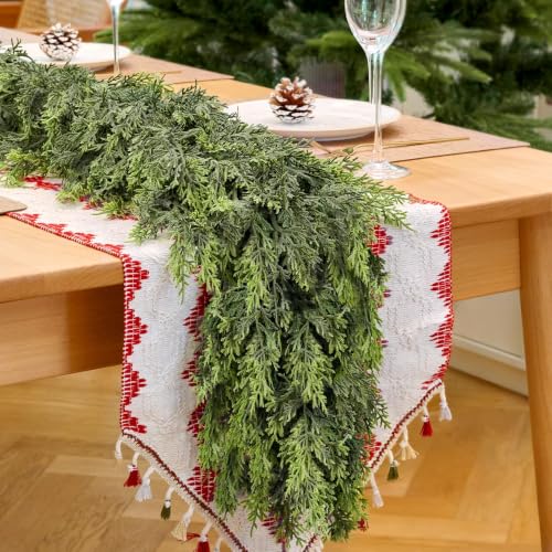 9FT Artificial Cedar Garland for Christmas Mantel - 2PCS Lush Holiday Decor