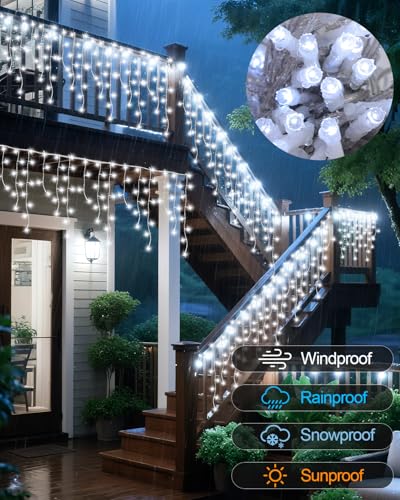 Vynoblip Christmas Ice Lights 99FT 306 LEDs - Twinkle Fairy String Light, Cool White