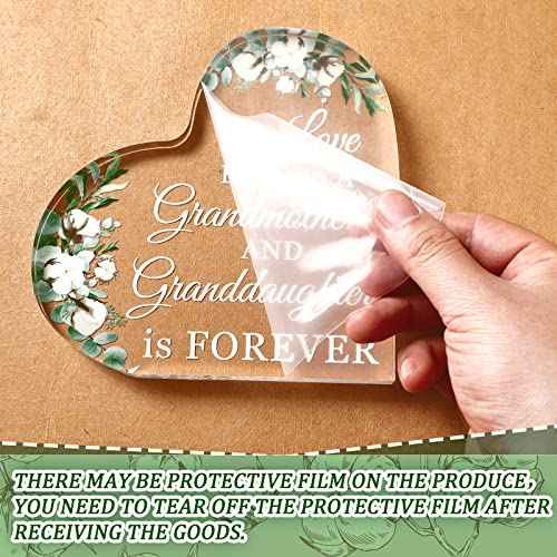 Jetec Grandma Gift Grandma Birthday Gift Acrylic Heart Shape Butterfly Shape Grandmother Sign from Granddaughter Grandson Thoughtful Mother's Day Christmas Ideas(Granddaughter)