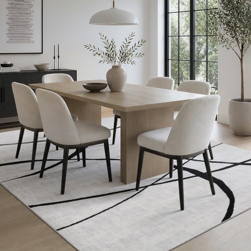 YIHOUSE 5x7 Washable Modern Abstract Black & White Area Rug - Curve
