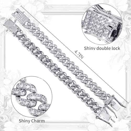 Batiyeer Diamond Charm Accessories for Cup, Handle Charm For Tumblers, Water Cup Handle Rhinestone Chain for Christmas Bling Gift(Silver)