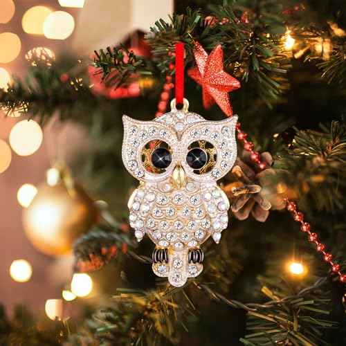 FLYAB Owl Christmas Ornaments - 2025 Metal Sparkles Ornaments for Christmas Tree Indoor Stocking Stuffers Xmas Decorations Gifts for Women Girls Mom Sisters Owl Lovers