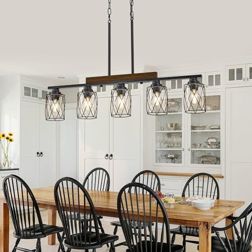 5-Light Farmhouse Chandelier for Dining Room - Industrial Pendant Light Fixture