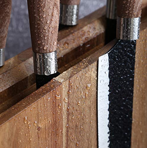 Brown Magnetic Knife Holder Block - Double-Sided Wooden Kitchen Rack with Strong Magnets