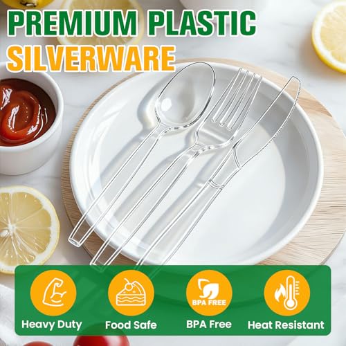 Heavy Duty 1200 Pack Plastic Silverware Set - 500 Forks, 500 Spoons, 200 Knives, Reusable & Disposable, Food-Grade Cutlery for Events & Daily Use