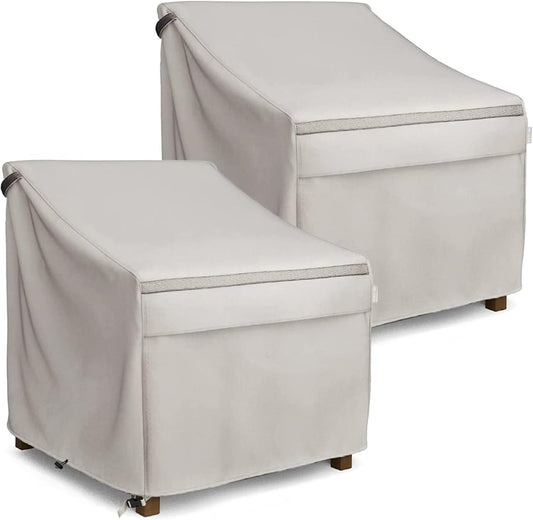 MR. COVER Waterproof Patio Chair Covers - Durable Deep Seat Protection for Outdoor Furniture | 35W x 38D x 31H Inches, Beige (2-Pack)