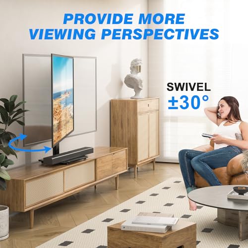 Rfiver Universal Swivel TV Stand for 27-60 Inch TVs, Adjustable Height & Strong Steel Construction