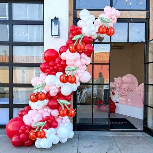 Cherry-Balloons Summer-Birthday-Balloon 6PCS 20inch Red Fruit Cherry Themed Balloons Happy Birthday Party Decorations Wedding Baby Shower Supply