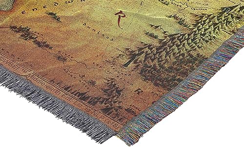 Middle Earth Woven Tapestry Throw Blanket - Lord of the Rings The Hobbit, 48 x 60 Inch - Fandom Gift Variation of Middle Earth / 48" x 60"