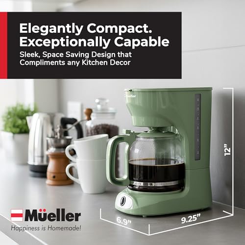 MUELLER HOME 12-Cup Drip Coffee Maker, Green, Borosilicate Carafe
