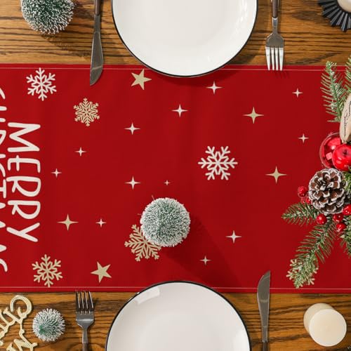 Siilues Christmas Tree Table Runner 13'' x 72'' Snowflakes & Trees Holiday Decor