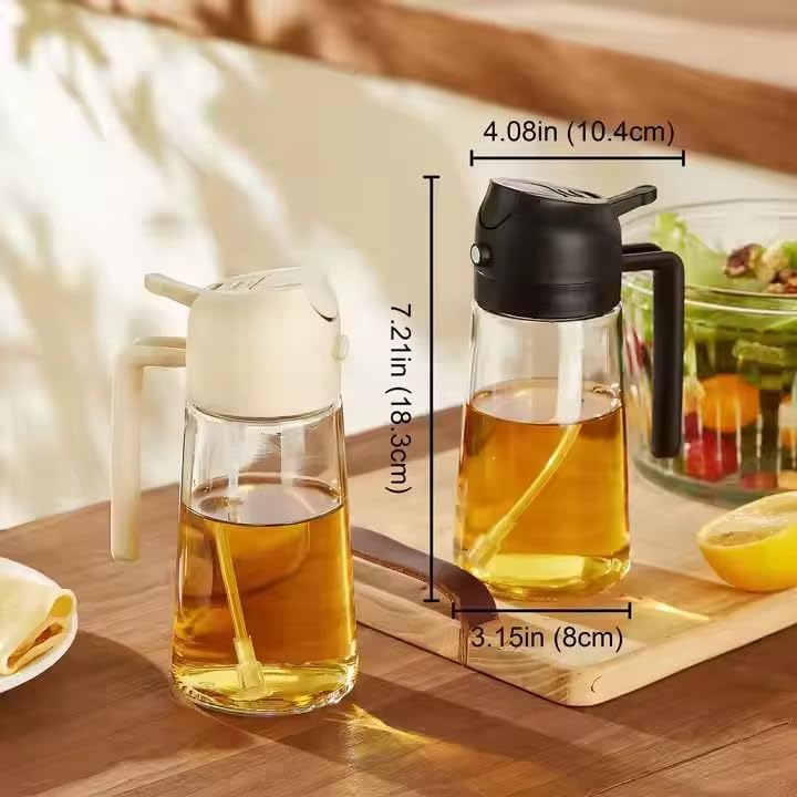 Skiennix Glass Oil Sprayer Dispenser Bottle - 16oz Amber Glass for Cooking, BBQ & Salads