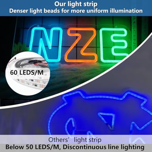 Kunzg N.Z.E Neon Signs Wall Decor for Bedroom & Business LED Lights