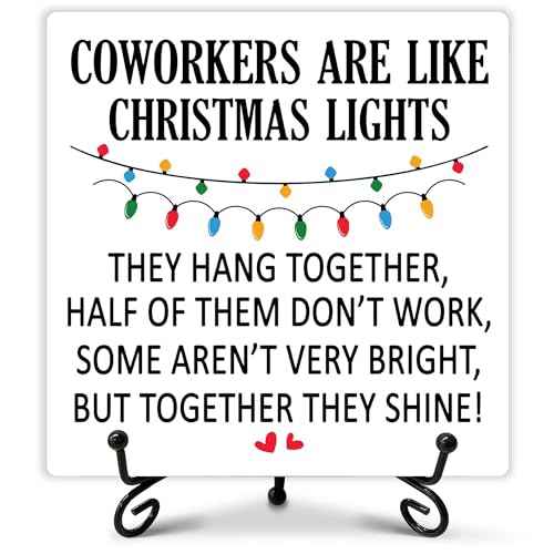 Funny Christmas Ornaments, Coworkers Are Like Christmas Lights Sign, Office Decorative Gifts for Family Women Coworkers Friends, Heartwarming Decorations Indoor 5 x 5 Inches-087