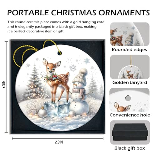 Deer & Reindeer Christmas Ornaments - Snowman, Decor for Tree