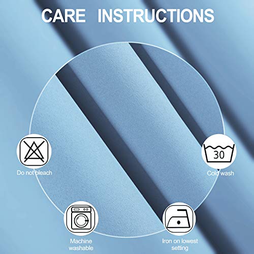 Sky Blue Thermal Blackout Curtains Set of 2 - 52 x 84 Inch Room Darkening Drapes with Grommets
