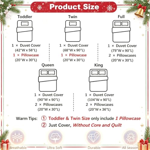 Twin Santa Gnomes Xmas Bedding Set - 2pc Duvet Cover & Pillow Sham, Erosebridal, Color 01