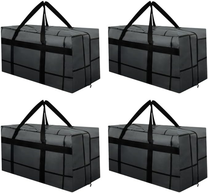 Skiennix Extra Large Heavy-Duty Moving Bags - Waterproof & Foldable Storage Totes | 4-Pack with Zippers