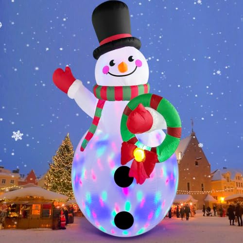 Danxilu 20 FT Tall Christmas Inflatable Snowman with Built-in Rotating LED Lights – Outdoor Yard Decor