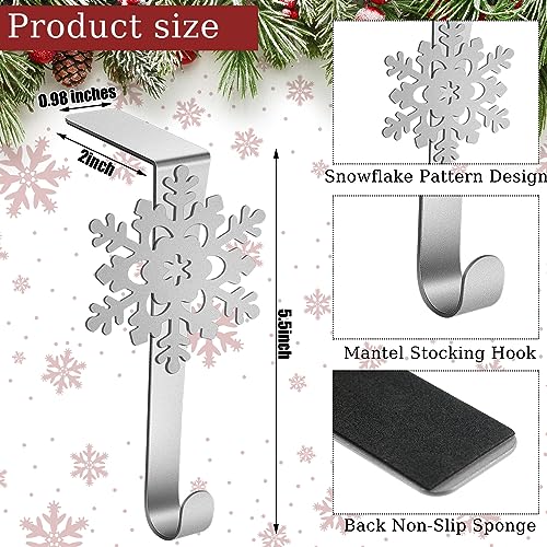 Lounsweer 12 Pcs Snowflake Stocking Hangers, Silver – Mantle Christmas Holder