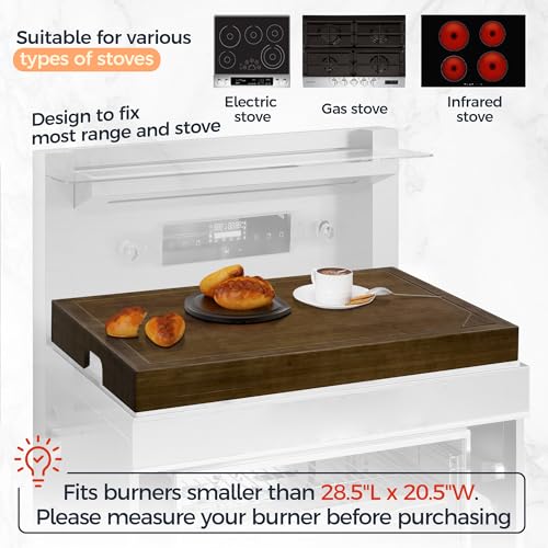 Walnut Bamboo Noodle Board Stove Cover - 30"L x 22"W Kitchen Counter Extension