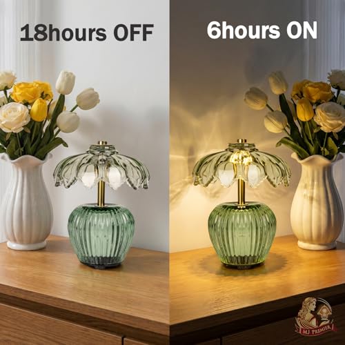 MJ PREMIER Green Rechargeable Cordless Table Lamp with Timer, Small Nightlight
