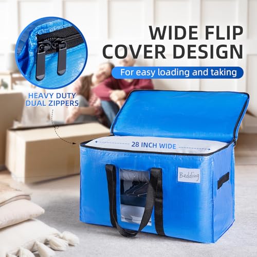 Blue Extra Large Moving Storage Bags with Visible Window - 12 Pack
