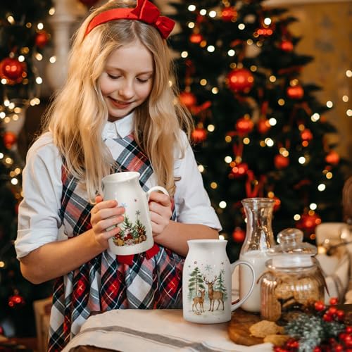 Hushee Watercolor Christmas Mug Set of 4 with Gift Box, 13.5 oz Holiday Tea Cups