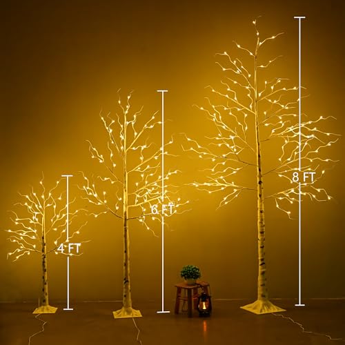 Leruckdite Lighted Birch Trees - 4FT, 6FT & 8FT Outdoor Indoor Christmas Decor with 9 Modes