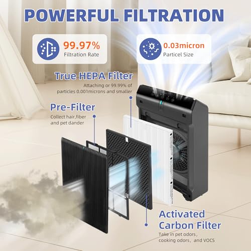 Pulluty HEPA Air Purifier Filter Set for Winix 5510 5520 5530 Plasmawave - White, 2 HEPA + 2 Carbon
