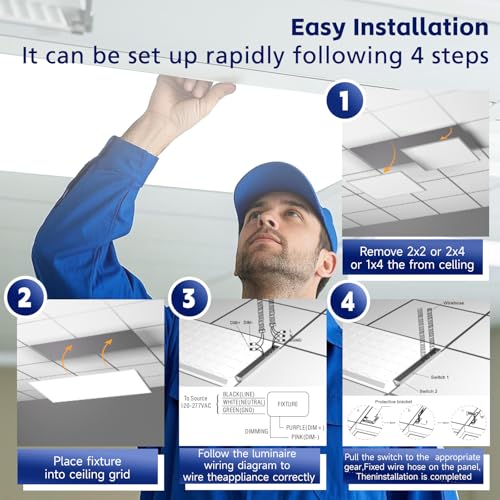 YPII 2Pack 2x4 LED Panel Light 5CCT Selectable Drop Ceiling Fixture