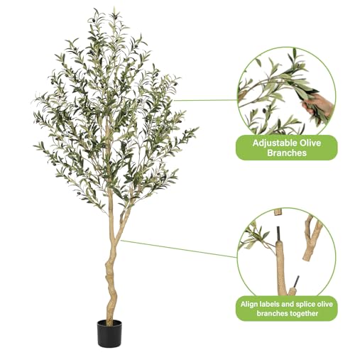 6ft Faux Olive Tree - Realistic Artificial Indoor Plant, Weathered Trunk & Lifelike Leaves