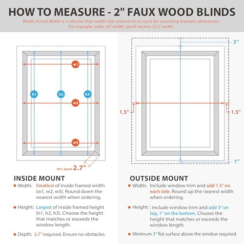 Cordless Faux Wood Window Blinds - 72x48 White, Child & Pet Safe