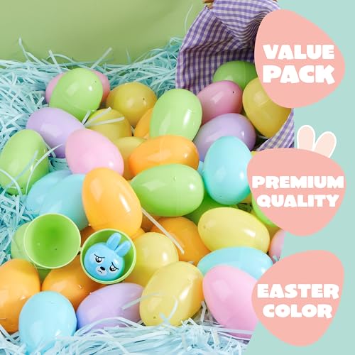 JOYIN 3.15" Pastel Easter Eggs, 25PCS Large Plastic Eggs, Empty Colorful Fillable Eggshells for Easter Hunt, Party Favor, Basket Stuffers Filler, Classroom Prize Supplies