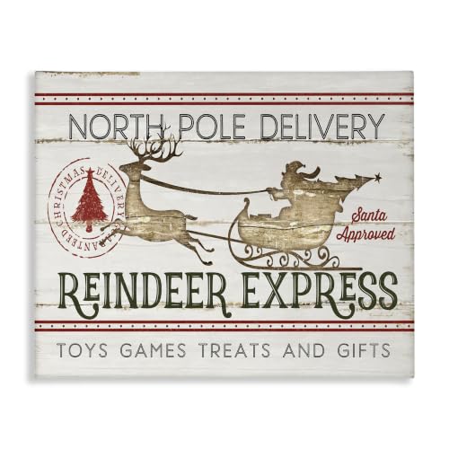 North Pole Delivery Reindeer Express Christmas Canvas Wall Art 36x48"