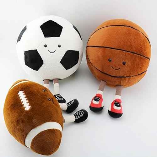12" Cute Football Plush Toys Soft Stuffed Sport Throw Pillow Plush Ball Gift for Kids Birthday and Christmas Decoration (Rugby)