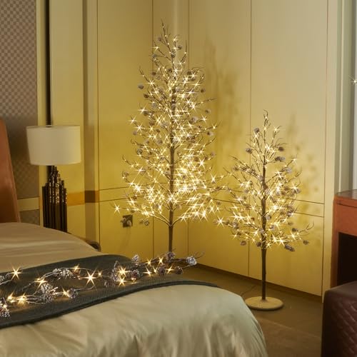 Fudios Lighted Pinecone Tree 6ft Winter Christmas Decor with Timer & Dimmable Lights