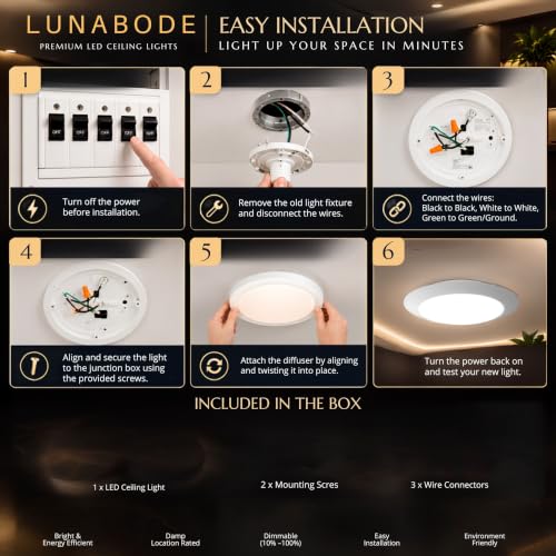 7.5 Inch Dimmable LED Ceiling Light Fixtures - 5 CCT White/12 Pack