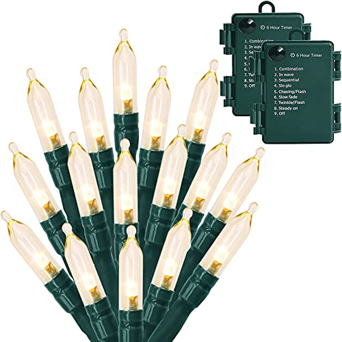 MASHANG Battery Operated Christmas Lights, 2 Pack 50 LED Mini String