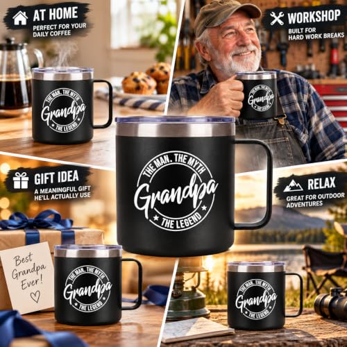 Best Grandpa Ever Stainless Steel Travel Mug - 14 Oz Dad Gift