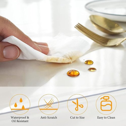 Deep Dream 2mm Thick Clear Table Cover Protector 36 x 60 Inch, Plastic Table Cover Rectangle, PVC Clear Table Protector, Desk Protector Mat for Dining Room Table