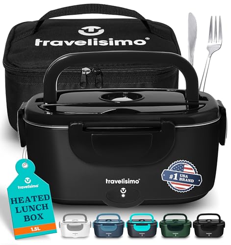 Black Electric Lunch Box 1.5L Portable Food Warmer 100W for Travel & Work
