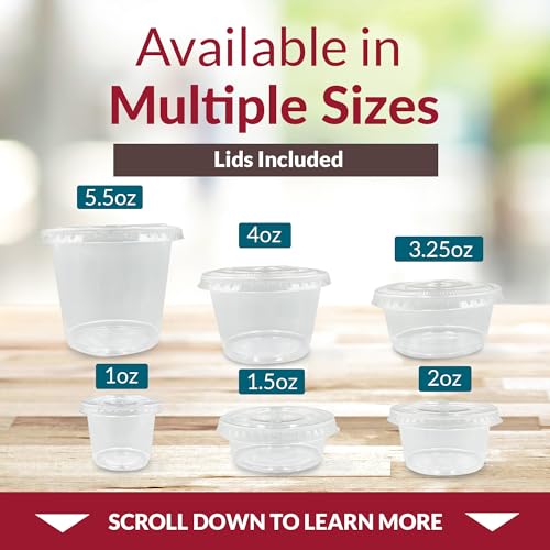 3.25 oz Plastic Portion Cups with Lids - 500 Sets Food Service Containers